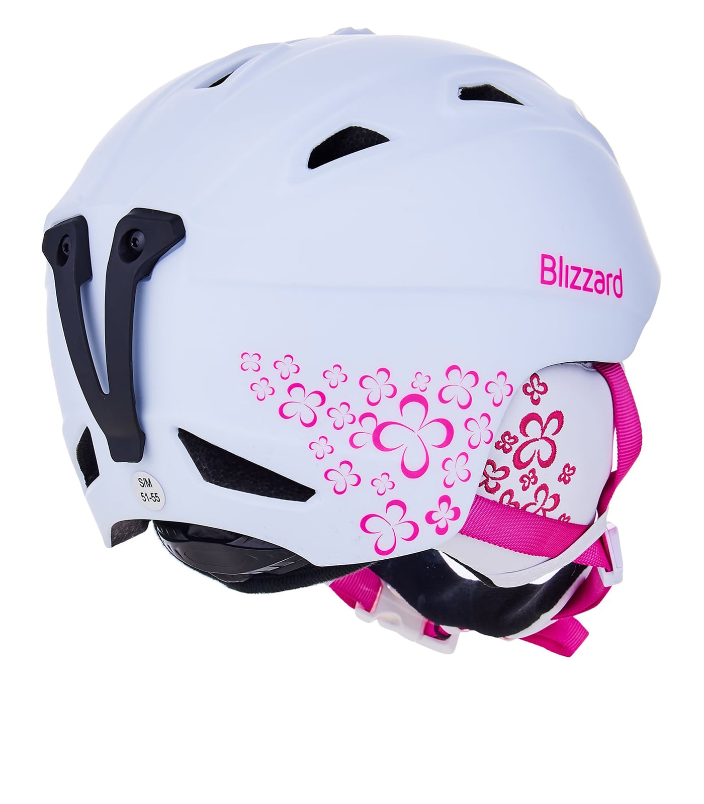 Demon ski helmet junior, white matt/magenta flowers