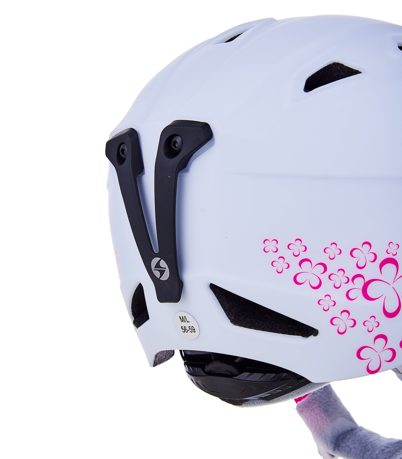 Viva Demon ski helmet, white matt/magenta flowers