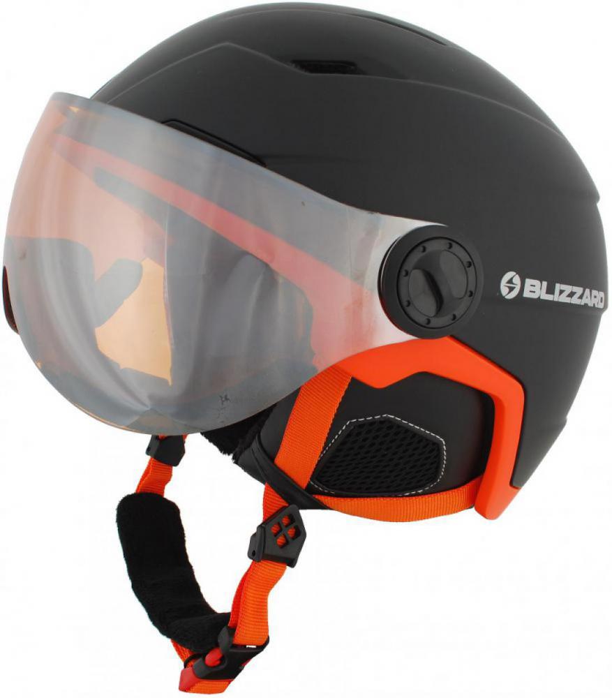 Double Visor ski helmet, black matt/neon orange, orange mirror